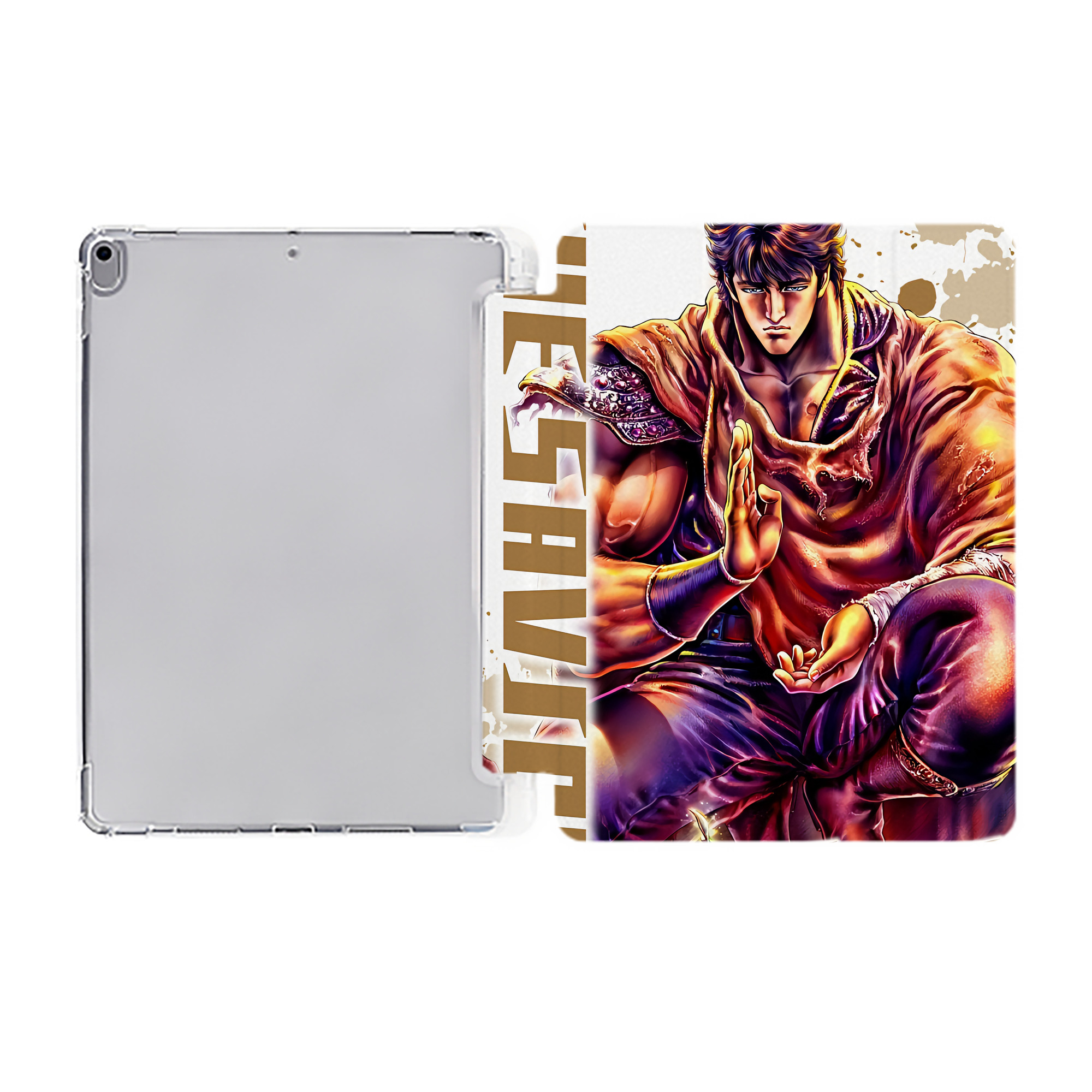 （画像用） 北斗の拳 Fist of the North Star IPad ケース ペン収納付き 三つ折りスタンド PUレザー×シリコン 対応機種9.5/10.5/10.9インチ